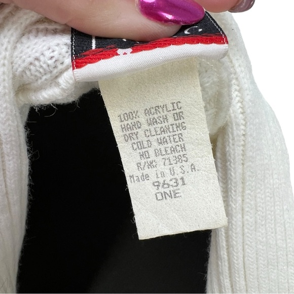 VTG 90's Liebe USA Cream/Ivory Mid Length Cardigan w/ Gold Lace & Gems One Size - Picture 8 of 8